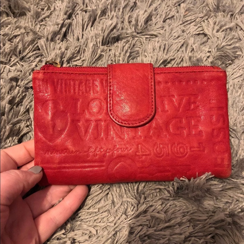 Fossil Long Live Vintage Red Leather Wallet